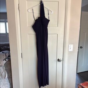 OC by Oleg Cassini Elegant Halter Maxi Dress in Deep Purple